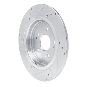 Acura ADX Brake Rotor (1) - Rear Right - R1 Concepts - Drilled & Slotted - Silver - `15-`25